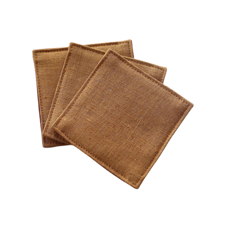 Fabric Coaster — Linen brown (9×9 cm) — bar drink coaster for cocktail bars | Cocktail Ceremony