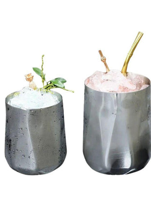 Diamond-Cut Stainless Steel Cocktail Glass