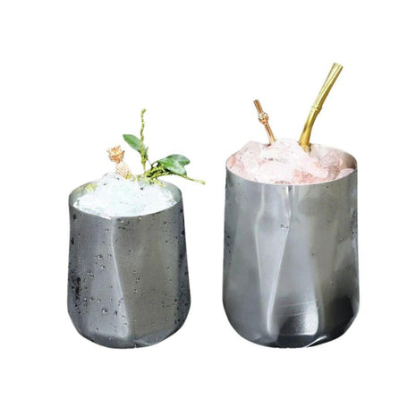 Diamond-Cut Stainless Steel Cocktail Glass