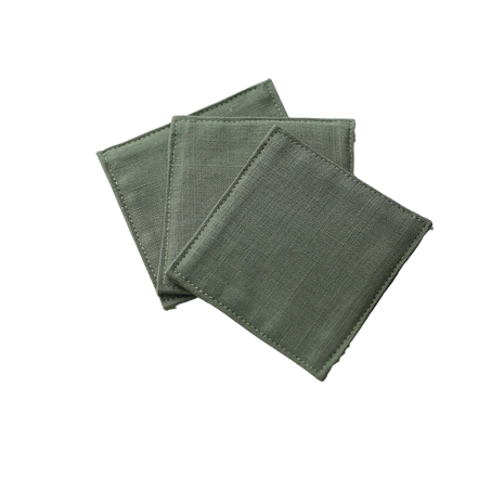 Fabric Coaster — Green slub pattern (9×9 cm) — bar drink coaster for cocktail bars | Cocktail Ceremony