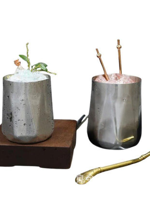 Diamond-Cut Stainless Steel Cocktail Glass