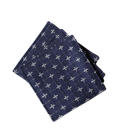 Fabric Coaster — Navy blue rice jacquard print (9×9 cm) — bar drink coaster for cocktail bars | Cocktail Ceremony