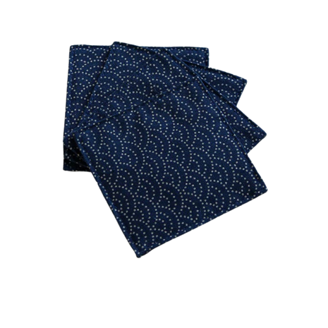Fabric Coaster — Navy blue with sea ripples (9×9 cm) — bar drink coaster for cocktail bars | Cocktail Ceremony