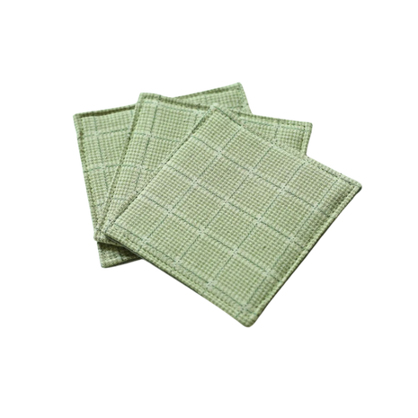 Fabric Coaster — Green checkered jacquard (9×9 cm) — bar drink coaster for cocktail bars | Cocktail Ceremony