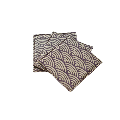 Fabric Coaster — Purple wave patterns (9×9 cm) — bar drink coaster for cocktail bars | Cocktail Ceremony