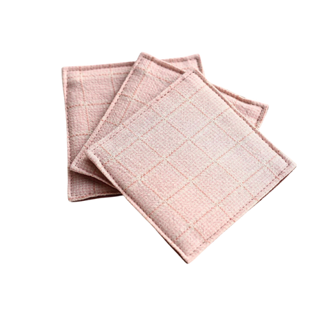 Fabric Coaster — Orange-pink checkered jacquard (9×9 cm) — bar drink coaster for cocktail bars | Cocktail Ceremony