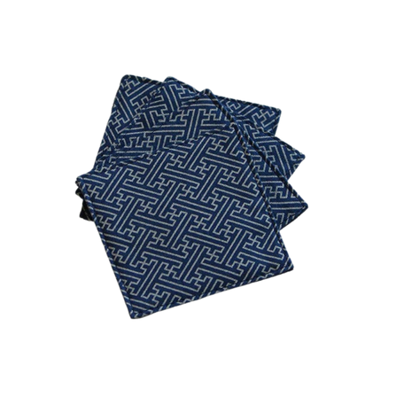 Fabric Coaster — Dark blue base with floral window patterns (9×9 cm) — bar drink coaster for cocktail bars | Cocktail Ceremony