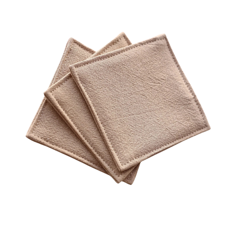 Fabric Coaster — Light khaki washed cotton (9×9 cm) — bar drink coaster for cocktail bars | Cocktail Ceremony