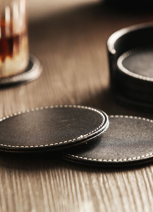 Round leather coaster