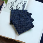 Fabric Coaster — Navy blue with sea ripples (9×9 cm)