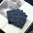 Fabric Coaster — Navy blue auspicious cloud pattern (9×9 cm)