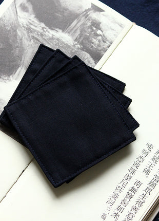 Fabric Coaster — Deep cyan (9×9 cm)