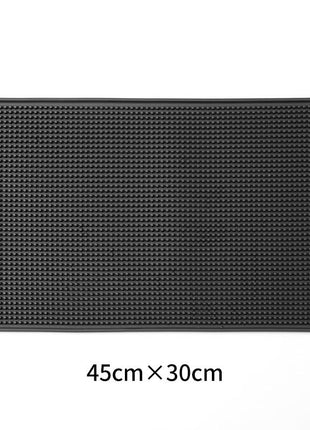 Black textured mat with dimensions 45cm x 30cm on a white background