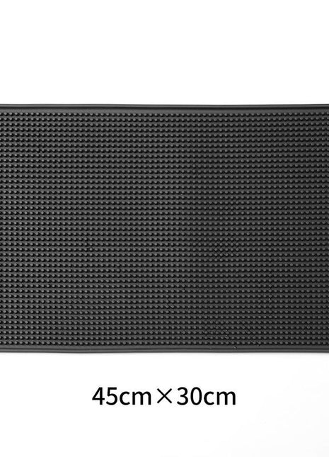 Black textured mat with dimensions 45cm x 30cm on a white background