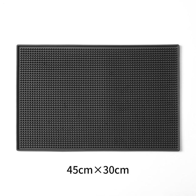Black textured mat with dimensions 45cm x 30cm on a white background