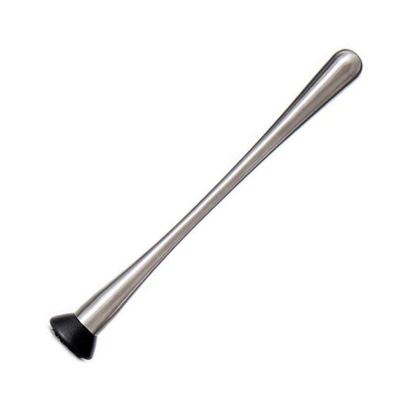 A stainless steel muddler with a long handle and a ribbed tip | Cocktail Ceremony