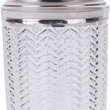 Cocktail shaker with textured white body and silver top
