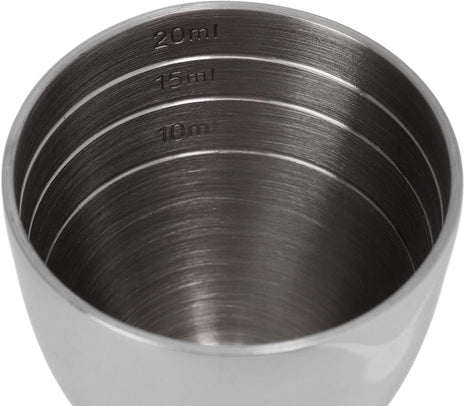 Hourglass jigger, 30/50ml black — narrow waist detail | Cocktail Ceremony