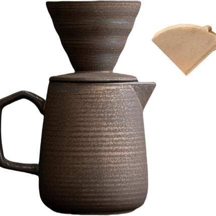 Handcrafted Ceramic V60 Coffee Dripper Set - Retro Style