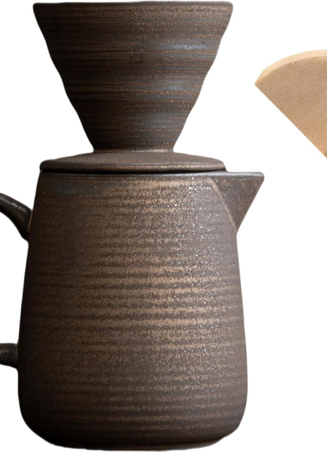 Handcrafted Ceramic V60 Coffee Dripper Set - Retro Style