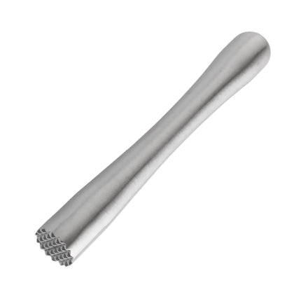Metallic cylindrical tool with textured end on a white background