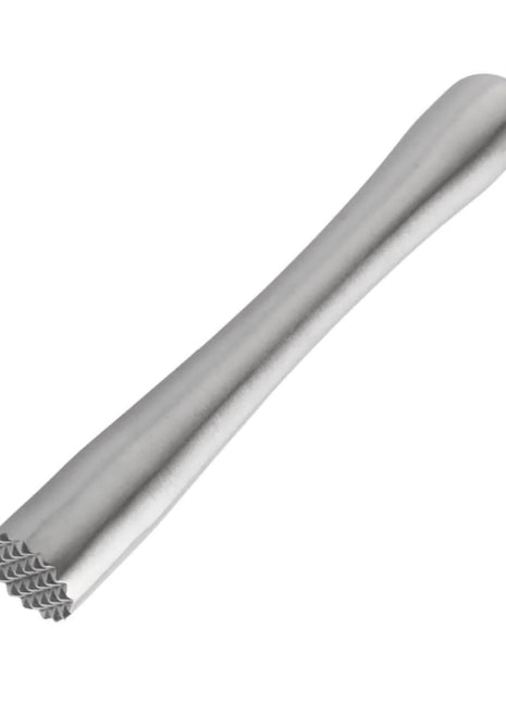 Metallic cylindrical tool with textured end on a white background