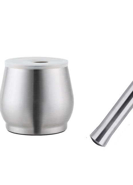 Stainless steel container with dimensions on a white background