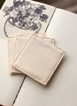 Fabric Coaster — Off-white bamboo joint pattern (9×9 cm)
