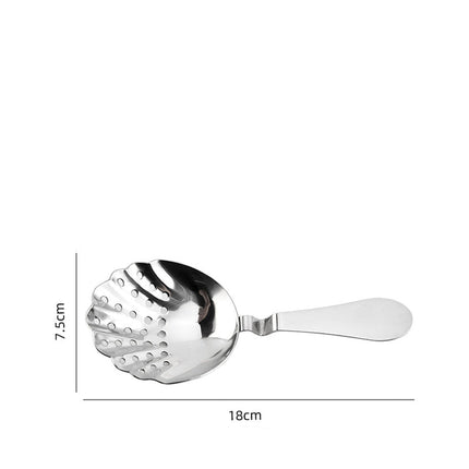 Two metal strainers with dimensions and weight information on a white background