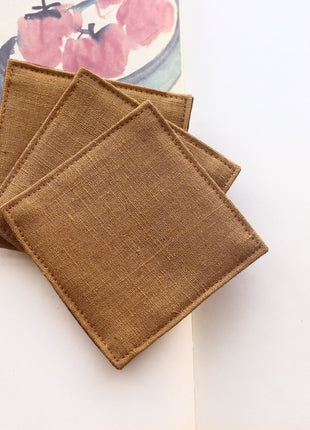 Fabric Coaster — Linen brown (9×9 cm)
