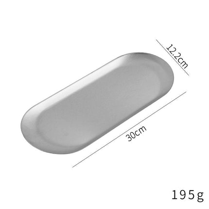 Silver oval object with dimensions and weight on a white background