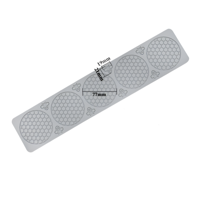 Gray textured mat with measurements on a white background