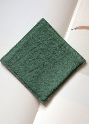 Fabric Coaster — Green cotton (9×9 cm)