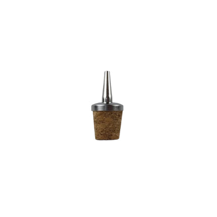 Cork bottle stopper with metal top on a gray background