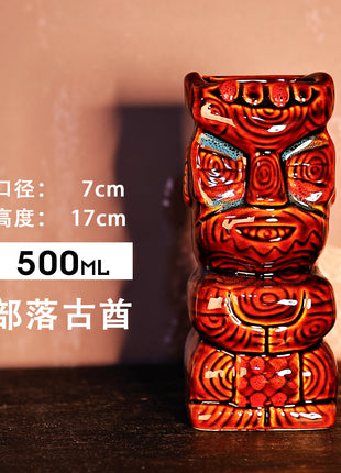 Tiki Mug — Tribal Ancient Chief 500ml Coffee Color