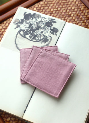 Fabric Coaster — Pink bamboo joint pattern (9×9 cm)