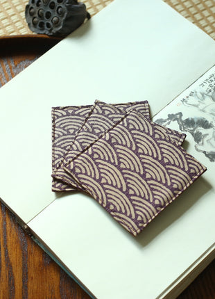Fabric Coaster — Purple wave patterns (9×9 cm)