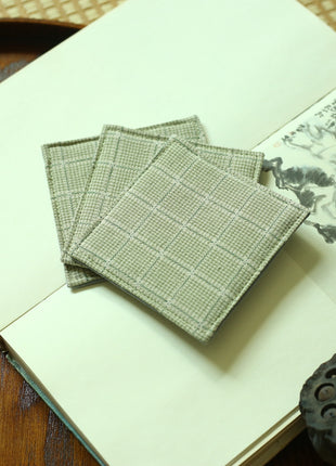 Fabric Coaster — Green checkered jacquard (9×9 cm)