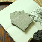 Fabric Coaster — Green checkered jacquard (9×9 cm)