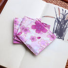 Fabric Coaster — Pink cherry blossom (9×9 cm)
