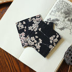 Fabric Coaster — Black background with pink and white cherry blossoms (9×9 cm)