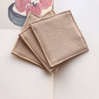 Fabric Coaster — Light khaki washed cotton (9×9 cm)