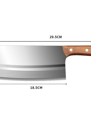 Measuring chart of a cleaver with dimensions labeled