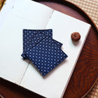 Fabric Coaster — Navy blue rice flower print (9×9 cm)