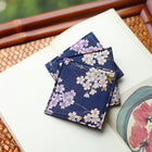 Fabric Coaster — Blue bottom purple flower (9×9 cm)