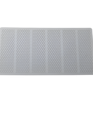 Rectangular gray mat with textured surface on a white background