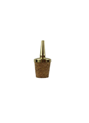 Cork bottle stopper with gold cap on a gray background