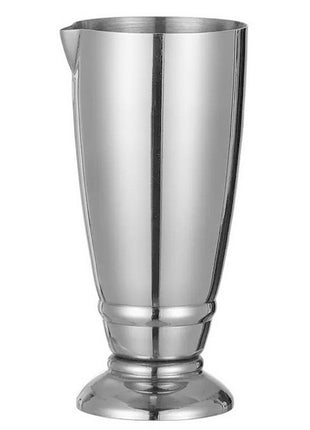 A stainless steel jigger with a copper-like finish, featuring a single side with measurement markings.