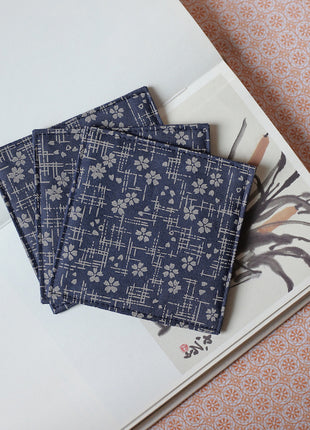 Fabric Coaster — Navy blue shatters cherry blossoms (9×9 cm)