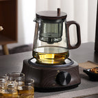 Side pressure round handle - smoke gray + wood grain electric pottery stove